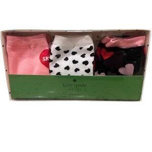 New! Valentine’s Kate Spade Crew Socks set of 3 Hearts White Pink Red